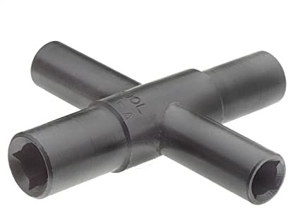 Superior Tool 03960 4-Way Key-Fits Stopcocks, Sillcocks, and Valves-Steel Construction for 1/4-9/32 and 5/16-11/32 Internal Square, Black