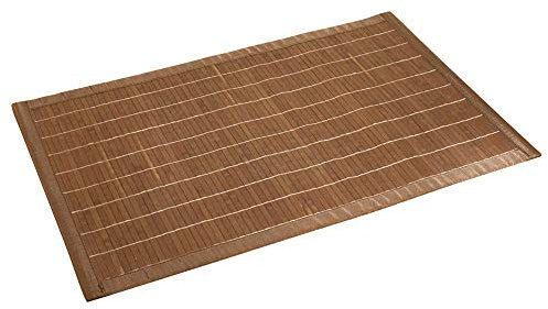 WENKO Badematte Bamboo Dunkelbraun - Badvorleger mit Anti-Rutsch Beschichtung, Bambus, 50 x 80 cm, Dunkelbraun