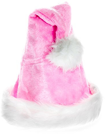 Kascha Weihnachtsmütze - Mütze aus dickem weichem Plüsch Pink Weiß - Nikolausmütze