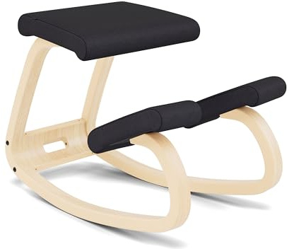 Varier Ergonomic Kneeling Chair, Rocking Knee Stool for Home Office Desk | Backless ergonomic kneeling chair with a rocking motion for active sitting and core strength; cushioned seat, holds 250 lb