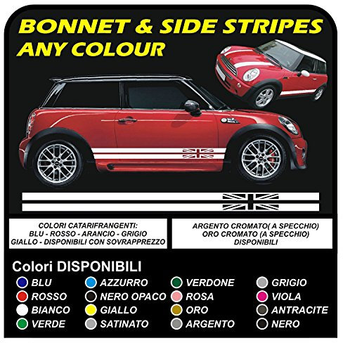 Adesivi bonnet stickers fasce LATERALI Bandiera inglese - Union Jack (Antracite)