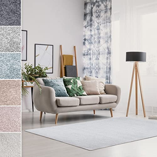 casa pura Teppich Läufer flauschig | Meterware auf Maß | Teppichläufer für Wohnzimmer, Flur, Küche usw. | kuschlig weiche Hochfloor Schlafzimmer oder Flurteppich Sundae Silber 80x250cm