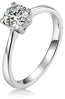 Bishilin Ring 925 Silber Damen Rund Zirkonia Ehering Verlobungsring Silber Gr.58 (18.5)