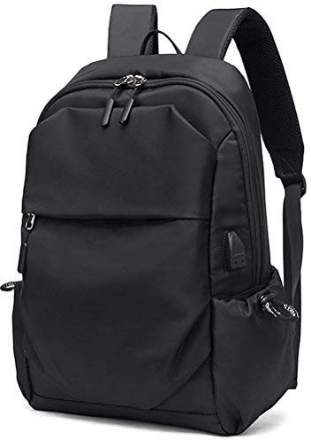 FEWOFJ Sac à Dos Ordinateur Portable 15,6 Pouces Imperméable, Sac à Dos école avec USB Charging Port pour Scolaire Université Voyage Sport (Noir)