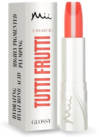 Mii Cosmetics HydraBoost Lip Lover Lipstick, Long Lasting, Packed with Hyaluronic Acid, High Impact Colour, Glossy Luminous Finish, Moisturising Lipstick for Healthy & Plump Lips, Tutti Frutti