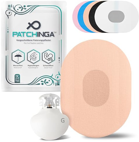 PATCHINGA - Freestyle Libre 3 Pflaster - 25 Stück - neue verbesserte Version - Wasserfest und selbstklebend mit kleberfreier Belüftungsfläche - Fixierlösung für den Freestyle Libre 3 Sensor