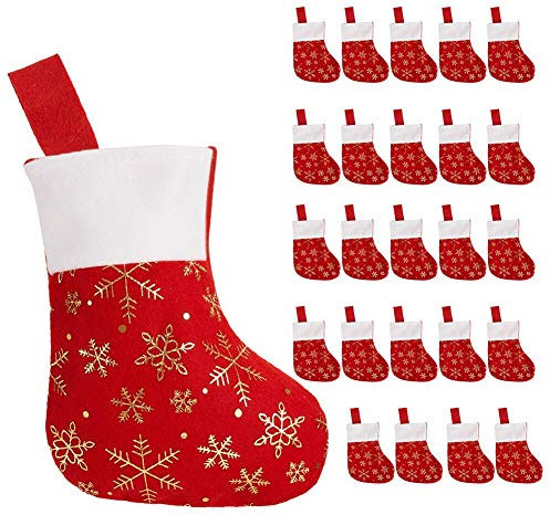 CCINEE Weihnachtsstrümpfe, Weihnachtsstrümpfe, Schneeflocken, Weihnachtsstrumpf, rotes Flanell, Kunstfell, Weihnachtsstrümpfe für Heimdekoration, Kamin