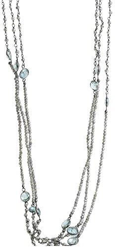 Sophia Rose Jewellery Labradorit & Blautopas Halskette 187cm | 925 Sterling Silber Wickelkette für Damen, handgefertigtes Geschenk