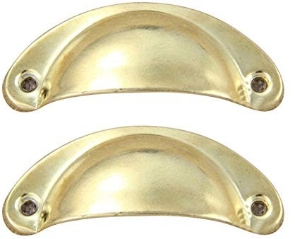 WFZ17 Lot de 2 poignées de tiroir rétro en forme de coquille pour porte d'armoire, décoration de meubles Doré Jaune