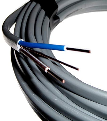 7 Metre Cutting of 1.5mm 6242Y Flat Twin & Earth Grey Cable BASEC Electrical Cables Blue and Brown