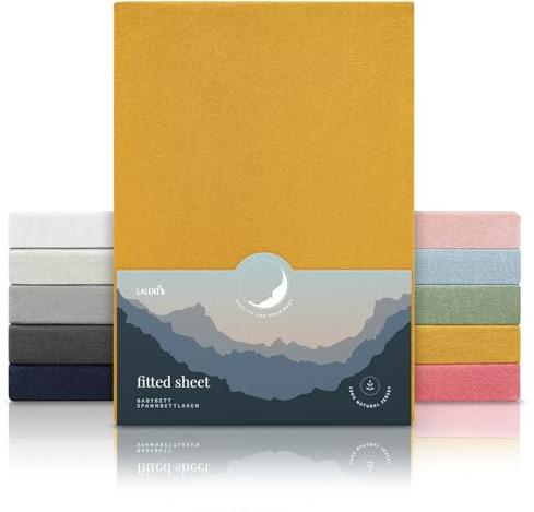 Laleni Drap et Housses 60/70x120/140 cm Jersey - Drap Housse Bébé certifié Oeko-TEX - 60x120 Lit Bébé 100% Coton - Jaune