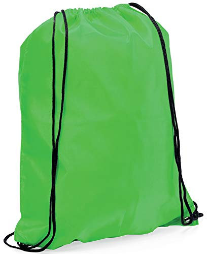 eBuyGB Unisex's Reusable Polyester Drawstring Backpack, Gym Rucksack, School Sport, PE Kit, Book Bag, Lime Green, 34 x 42 cm, Ideal for Printing, Cameo, HTV