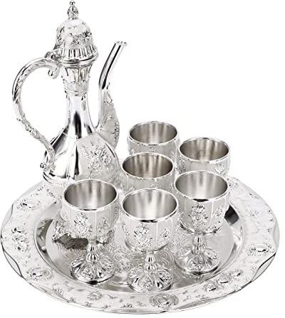 Ensemble de Tasses à Café Turques Vintage Ensemble de Service D'eau avec Plateau de Service, Décor Islamique Turc, Ensemble de Tasses à Café, Plateau à Thé Théière Tasses à Thé Décorations pour la Mai