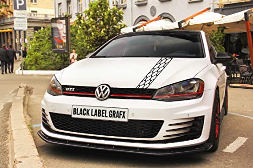 BLACK LABEL GRAFX® Auto Aufkleber RACE03 Waben Design Rallystreifen Racing Decal Tuning (schwarz)