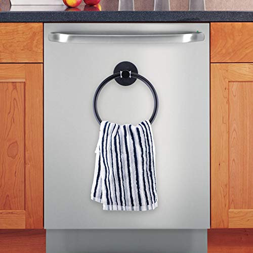 Porte-serviettes magnétique pour réfrigérateur, cuisinière, four, lave-vaisselle, machine à laver, noir