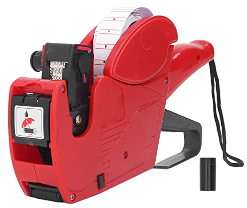 VGEBY Label Printer Price Tag Labeling Machine, 8 Dial Digits Manual Price Labeler Price Labeling Tool Device(Red) Manual Labeling Machine