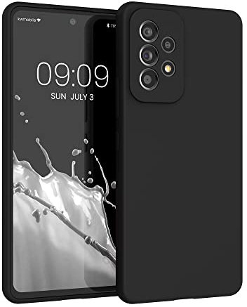 kwmobile Hülle kompatibel mit Samsung Galaxy A53 5G Hülle - Silikon Handy Case - Handyhülle weiche Oberfläche - kabelloses Laden - Schwarz matt