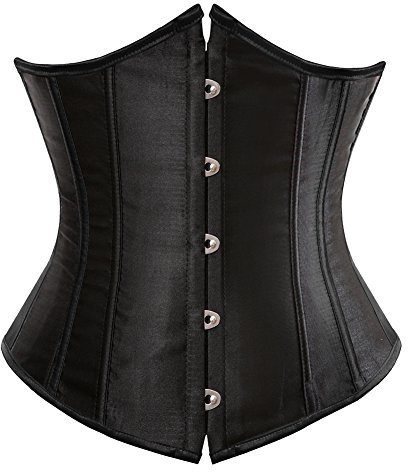 Grebrafan Classique Corset Serre Taille Satin Bustier de Mariage (EUR(30-32) XS,Noir)