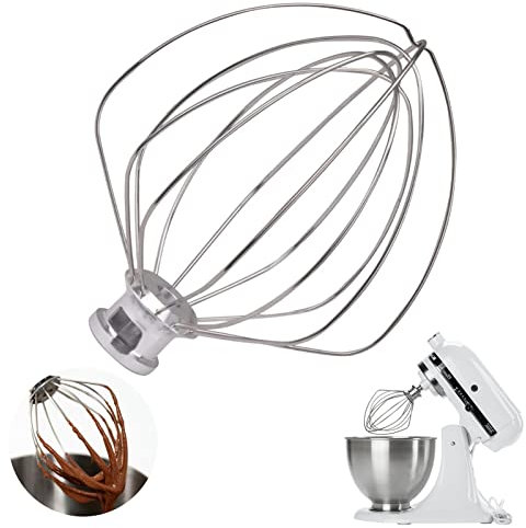 Tuzsocr K45WW Fouet en acier inoxydable pour Kitchen Aid,Eggs Beater Head Fouet à 6 fils,pour mixeur KitchenAid à tête inclinable, K45SS, KSM75, KSM95, KSM150PS, KSM152PS et KSM155GB Accessoire Robot