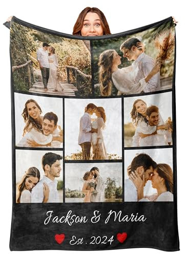Mraxovid Personalisierte Decke, Individuelle Fotos Decke, Erinnerungsgeschenk Mit Foto und Text Decke Geschenk, Geschenk für Ihn Sie zum Valentinstag, 170x230 cm