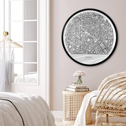 K&L Wall Art Stadtplan Paris Poster schwarz weiß Küche Heimat Landkarte Frankreich Stadt Wohnzimmer Bilder