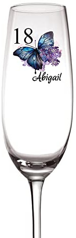 ukgiftstoreonline Personalised 18th Birthday Butterfly Champagne Prosecco Glass Gift for Her