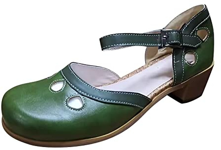2025 Upgrade Womens Mid Block Heels Mary Jane Shoes Ankle Strap Court Shoes Clearance Color Block Chunky Platform Sandals Ladies Comfort Pumps Low Heeled Strappy Slip On Shoes Princess Shoes