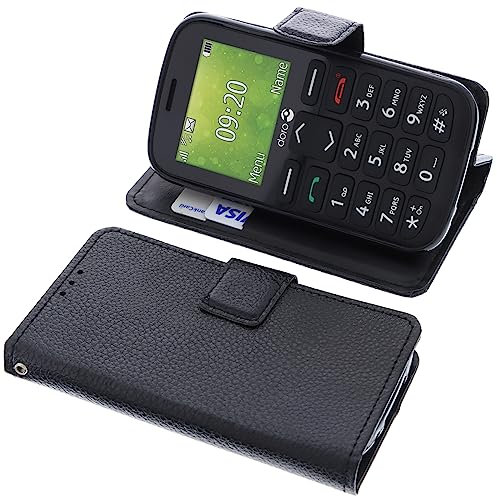 foto-kontor Étui Compatible avec Doro 1380 Protection Book Style Case Housse Portefeuille pour téléphone Smartphone Coque à Rabat Support Pochette Noir