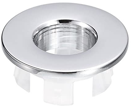 QUARKZMAN Fregadero Moldura Rebosadero Cubierta, Fregadero Rebosadero Anillos 25,3mm Baño Cocina Lavabo Drenaje Tapa Agujero Insertables Redondas Tapas, Plata
