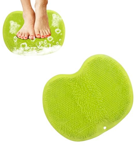 Personal Cleaning Foot Washing Bath Brush, Fußbürste Wäscher Massagegerät Dusche mit rutschfesten Saugnäpfen, Silikon Massager reiniger fußwäscher fuss, Dusch Rückenschrubber (grün)