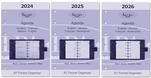 Kalpa 6 Ringbuch Agenda Nachfüllen Personal Organizer Terminplaner Einlage Kalendereinlage Kompletsett, 2025 2026, B7 Taschen, 1 Woche auf 2 Seiten