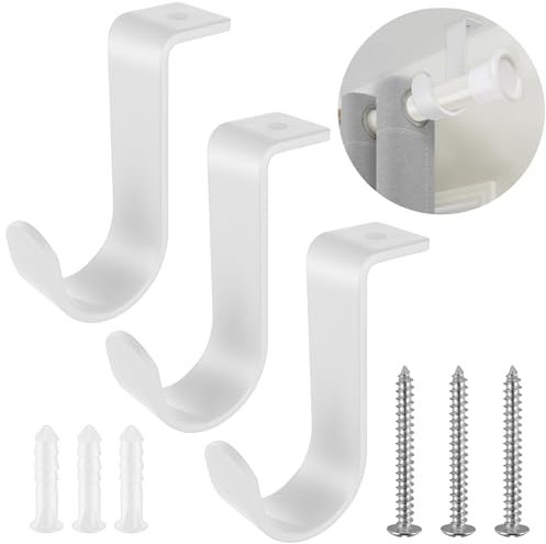 3 Stück Gardinenstange Halterung Gardinenstangen Halter Curtain Rod Holder Metall Vorhangstange Halter mit Schrauben vorhangstangenhalter für Wohnzimmer Schlafzimmer Vorhangstangen Wände-Weiß