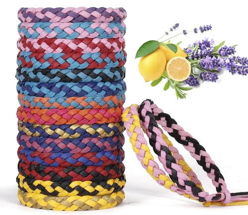 Riwer Pulsera Antimosquitos - Repelentes de Mosquitos - 16 Unidades, protección Natural contra Insectos, Apta para niños, para Interiores y Exteriores - Multicolor Combinación B