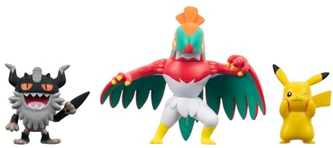 Pokémon Battle Figure 3 Pack - Features 2-Inch Pikachu and Perrserker and 3-Inch Hawlucha Battle Figures
