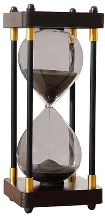 Große Sanduhr 60 Minuten, Sanduhr aus Holz, Regenbogen Glas Deko Sanduhren, Geschenk Sanduhr, für Haus, Schreibtisch, Büro, Hochzeitsdekoration (Schwarz)