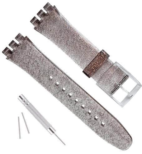 GreenOlive Bracelet de montre de rechange ultra fin en caoutchouc de silicone étanche pour Swatch Skin Series, 16mm, danburite