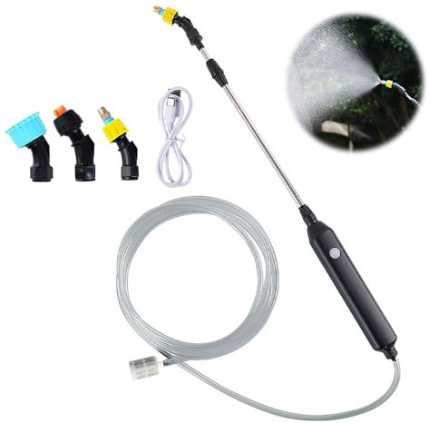 KBIBCK Pulverizador Eléctrico para Plantas, Pulverizador Bateria con 3 Boquillas Regulable y 3M Manguera, USB Recargable, Fumigadora Pulverizador con Varilla Telescópica para Regar Plantas, Hidratar