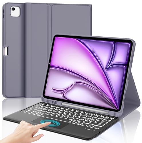 JADEMALL Tastiera con Trackpad per iPad Air 13 2025 M3, Italiano ‎QWERTY Tastiera Retroilluminata Bluetooth Staccabile con Touchpad per iPad Air 13 2024/2025 (M2/M3), Viola