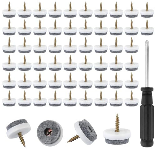 GHVACZS 60 Stück Filzgleiter Schrauben, 22mm Filzgleiter zum Schrauben, Stuhlgleiter zum Schrauben (mit Schraubendreher), Geeignet zum Schutz von Möbeln, Stühlen, Böden
