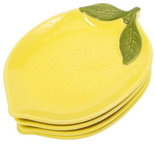 TOPBATHY 4pièces Assiettes Céramique Forme De Citron Bols Esthétiques Pour Desserts Et Salades Ustensiles De Cuisine Colorés Vaisselle Céramique Pour Servir Des Aliments