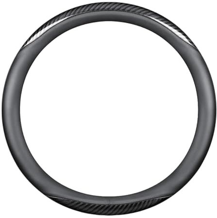 HNZZT Auto Lenkradbezug für BMW Serie 5 Series 5er Sedan F10 E60 E39 E34 / F07 Gran Turismo GT Sedan, Bequem Atmungsaktiv Ausgewähltes Leder Lenkradhüllen,O-Black-Black Carbon Fiber