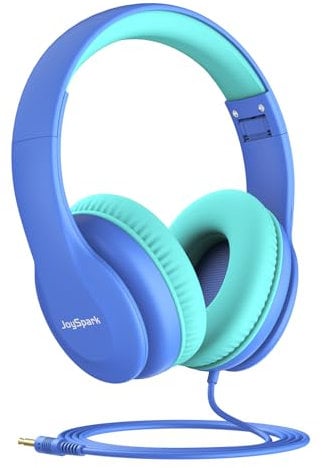 JoySpark Kopfhörer für Kinder, 85 dB Lautstärkebegrenzung, Kinderkopfhörer mit 3,5 mm Anschluss, verstellbar, Faltbare Stereo-Kopfhörer für die Schule-Blau