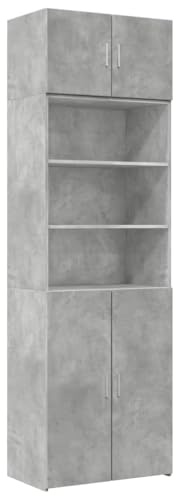 vidaXL Hochschrank Betongrau 70x42,5x225 cm Holzwerkstoff, Schrank hoch, Seitenschrank, Badschrank, Schränke hoch, Seitenschränke, Badschrank hoch