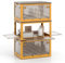 COSTWAY 292L Stackable Storage Boxes with Lids, 3-Tier Large Collapsible Storage Bins with Wheels and 5 Open Doors, Foldable Plastic Storage Containers Organiser for Bedroom Closet Office (Yellow)