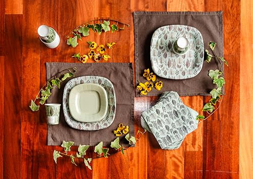PartyBIO Set Foglie 330 Pezzi Stoviglie Biodegradabili Monouso per Feste – Piatti Carta, Bicchieri, Tovaglioli Compostabili per 60 Persone – Ecologiche, Usa e Getta, per Compleanni, Eventi, Picnic