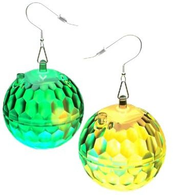 LED Ohrringe Rhombic discokugel Earrings 16 Lichtmodi Wiederaufladbar 70er 80er 90er jahre outfit damen für Frauen Konzert, Disco Party, Rave party gadgets