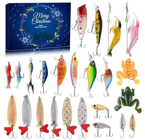 YYGJYGOO Angeln Adventskalender 2024, Adventskalender Angeln Halloween Countdown 12 Tage/24 Tage Angelset, Adventskalender Angeln Weihnachten Countdown Geschenk für Männer(24 Days)