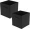 JF HOME BLISS 2 Pcs Cube Storage Box Collapsible Organizer Bin 27x27x28cm Cubes Fabric Storage Bins with Handles Open-Top Toys Box for Closet Shelves Drawer Bedroom Black