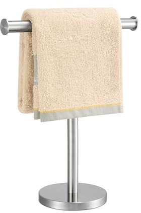 Zitalupy T-Form Badetuchhalter stehend, SUS304 Edelstahl Gebürstetes Nickel T-Form Handtuchhalter Ständer mit Schwerem Boden, Turmstange für Badezimmer Küche & Arbeitsplatte