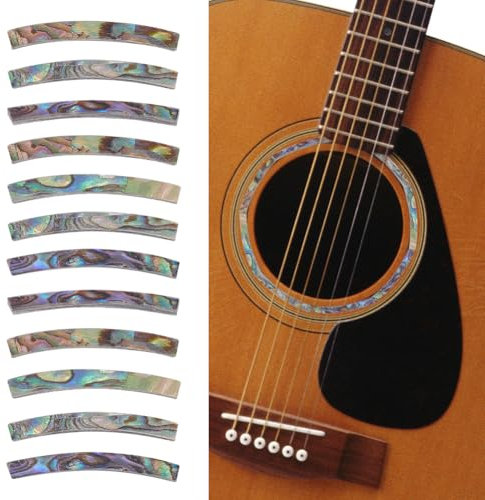 AHANDMAKER Schallloch Inlay Aufkleber Gitarrenrosette Neuseeländische Abalone Kristallstreifen Gebogene Streifen Gitarren Schallloch Inlay Aufkleber Für Akustikgitarren Abalone Grün